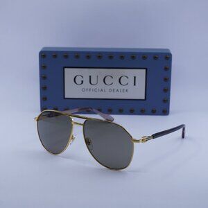 Gucci GG1220S 002 Aviator Sunglasses – Gold/Brown